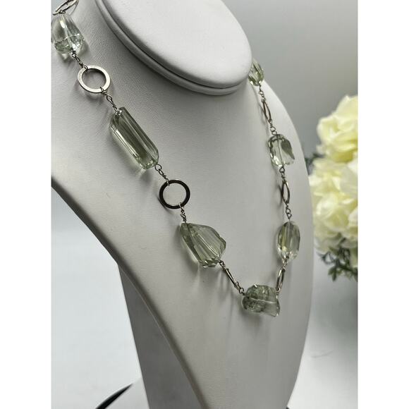 Vintage 925 Sterling Silver Natural Aquamarine Necklace 18" 41g March Birthstone - Picture 4 of 10